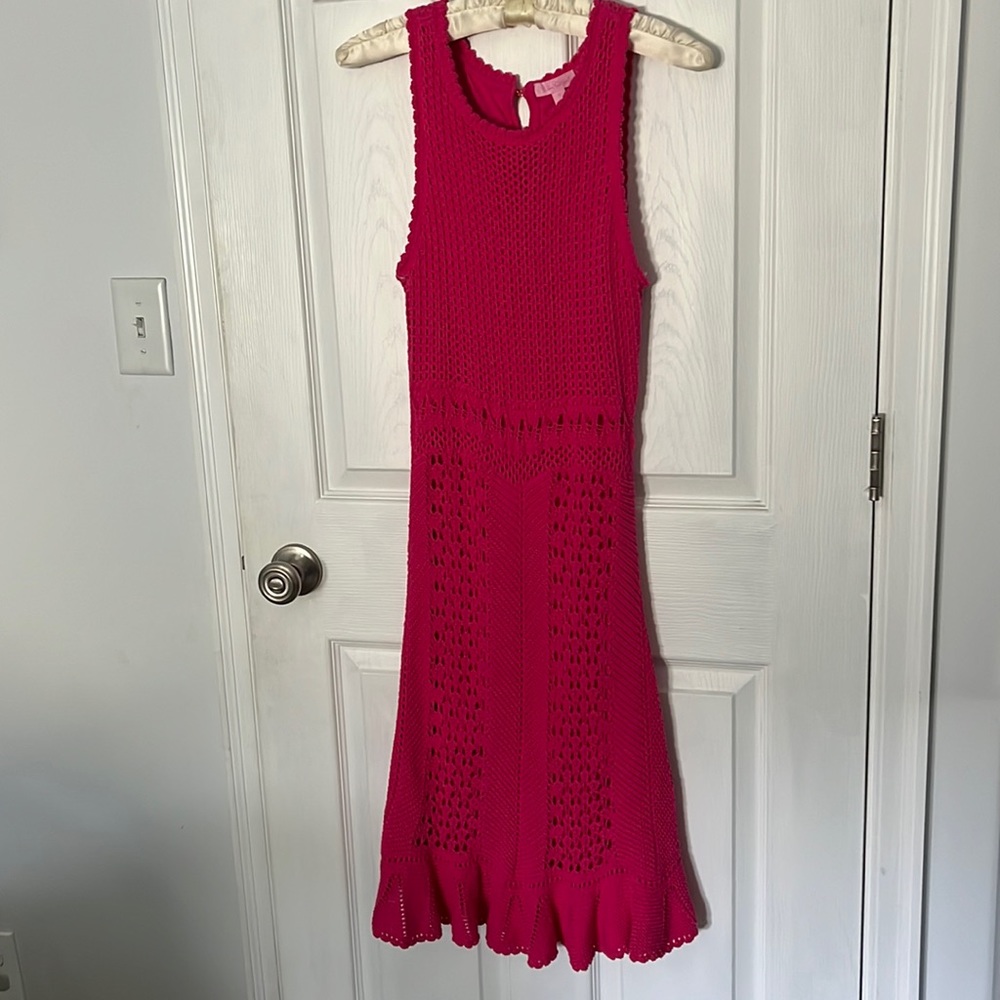 Lilly Pulitzer Hot Pink Crochet Dress - L